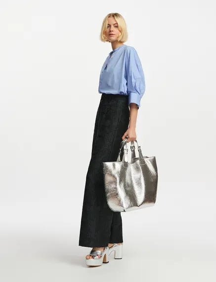 Shopper in metallic zilver