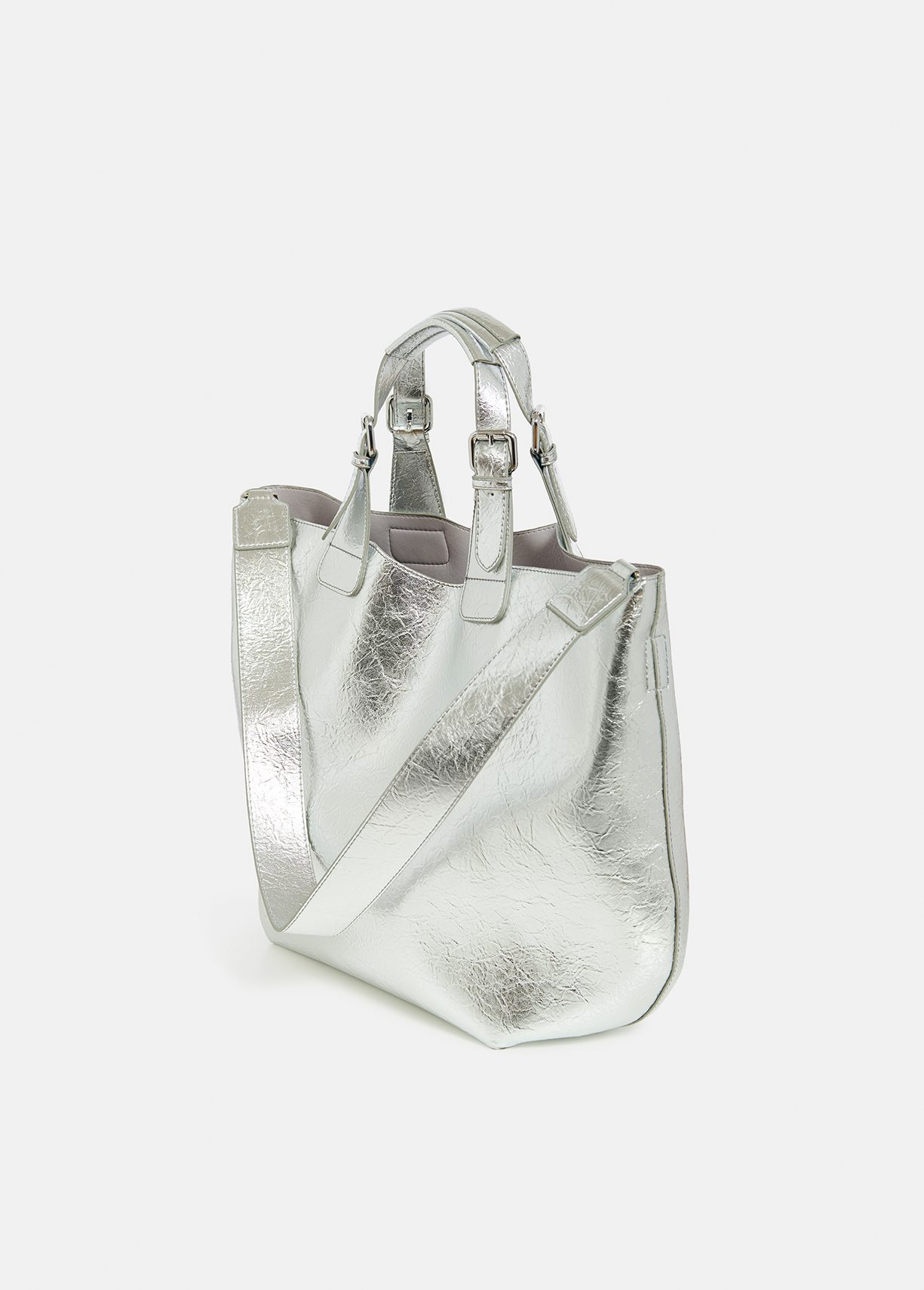 Silver tote shop shopper bag