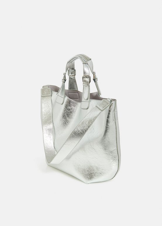 Silver metallic shopper bag