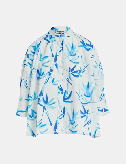 Off-white oversized cotton shirt with palm leaf print