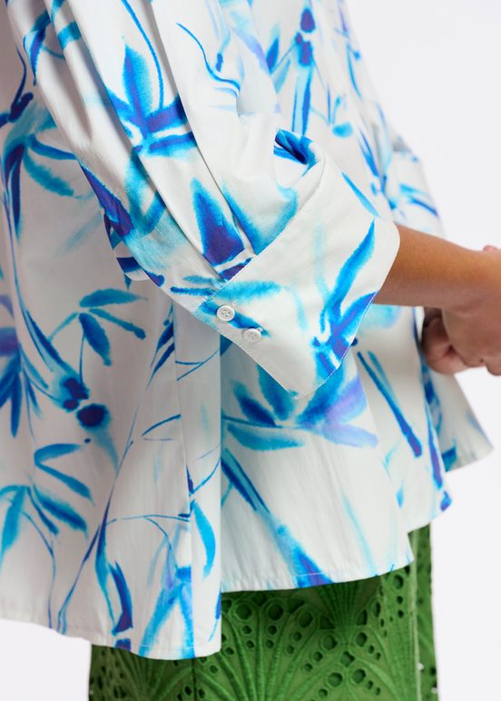 Off-white oversized cotton shirt with palm leaf print