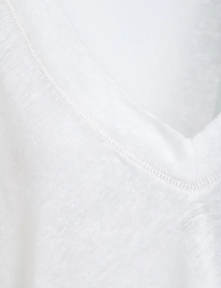 White linen V-neck T-shirt