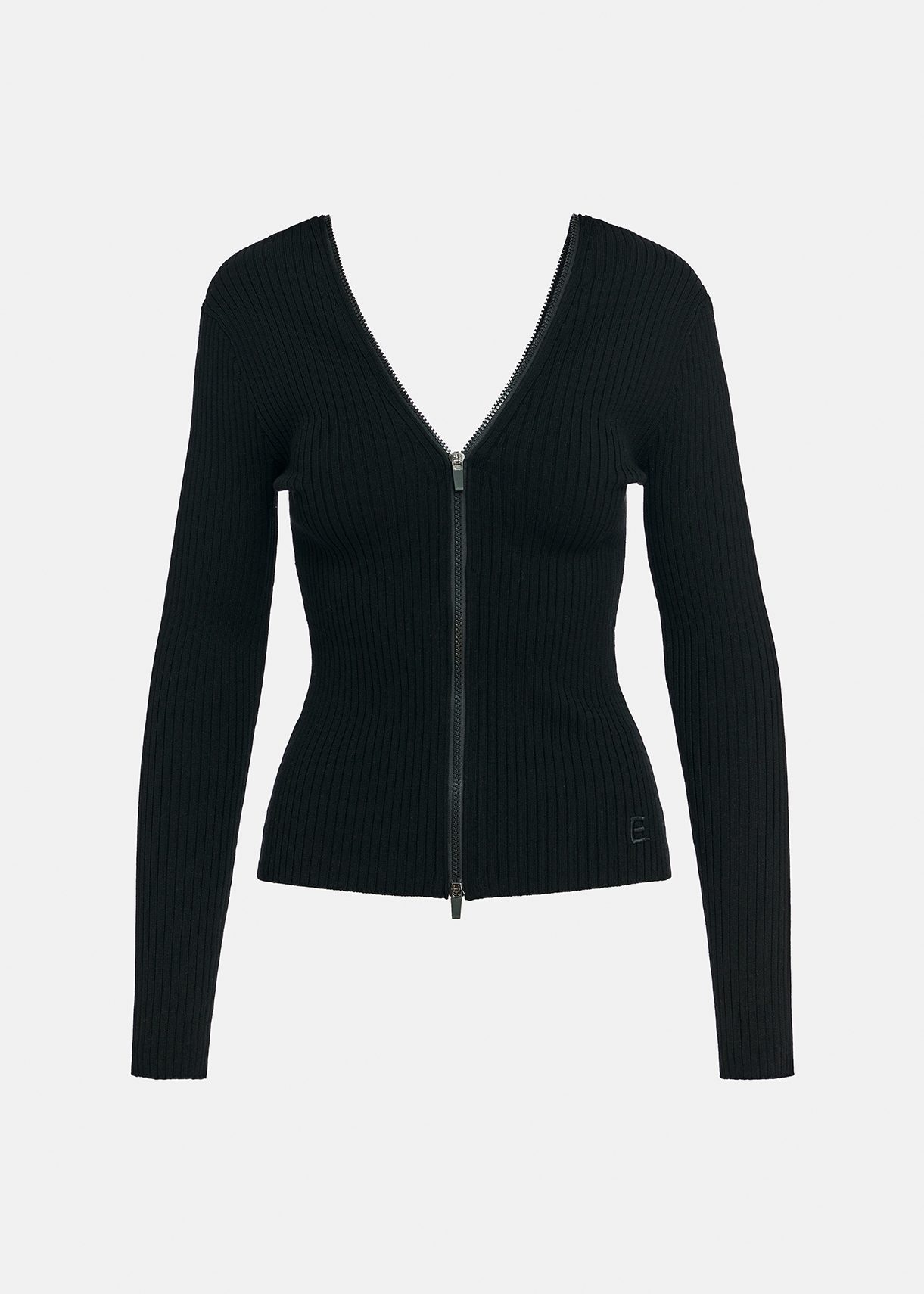 Black rib knit sweater sale