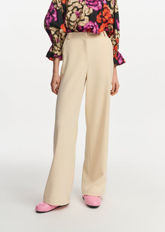 Ecru straight-leg pants