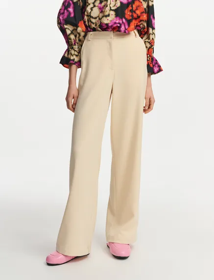 Ecru straight-leg pants