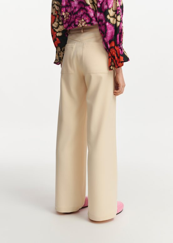 Ecru straight-leg pants