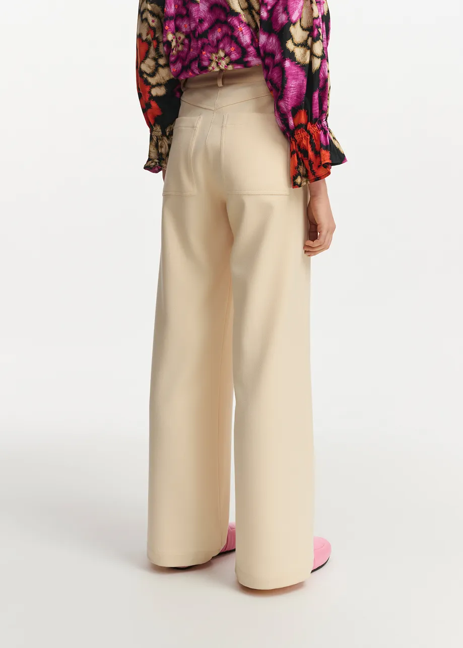 Ecru straight-leg pants