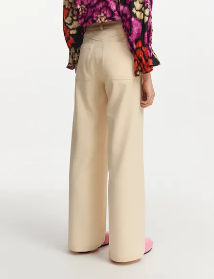 Ecru straight-leg pants