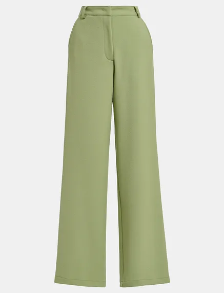 Light khaki straight-leg pants