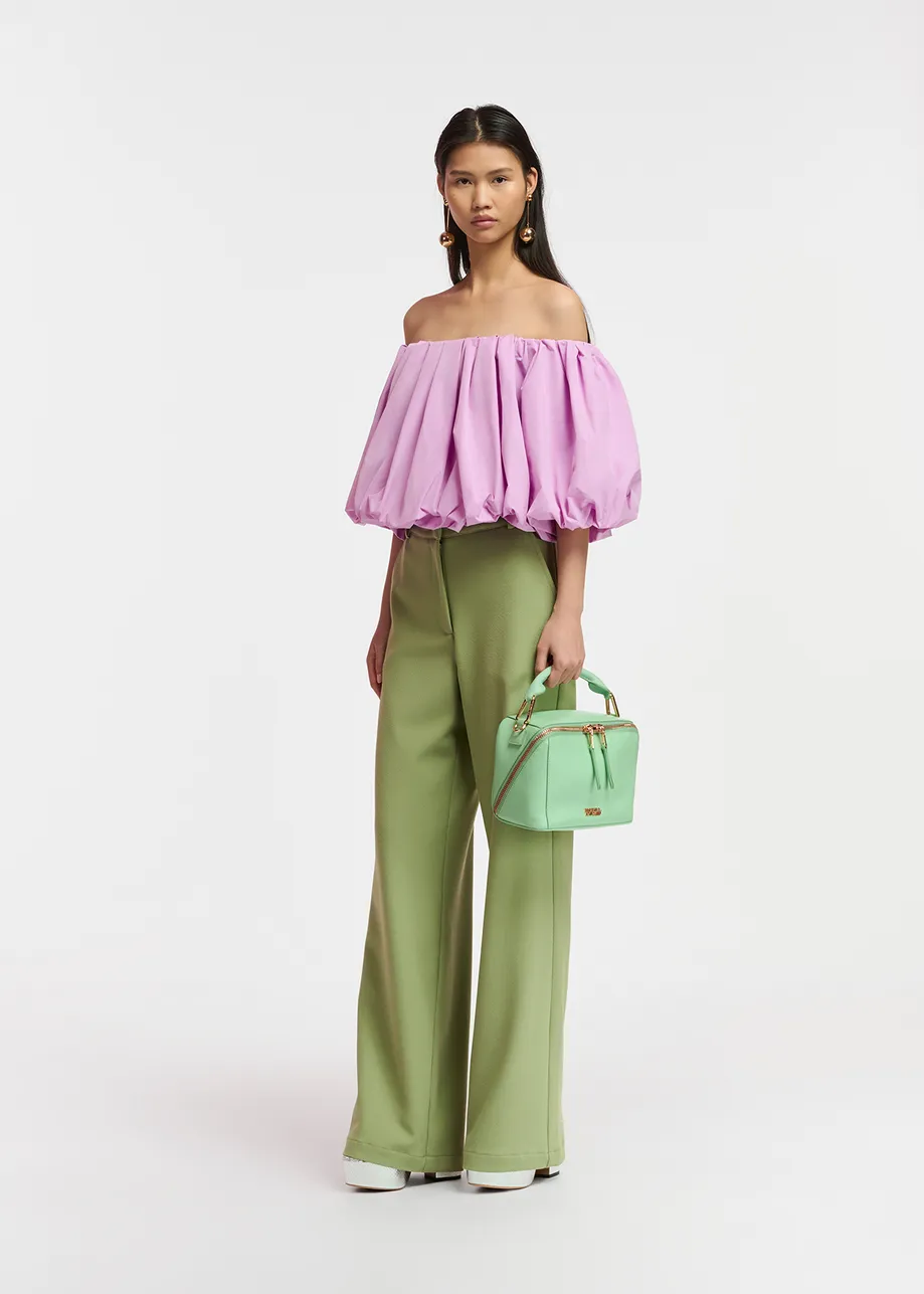 Light khaki straight-leg pants