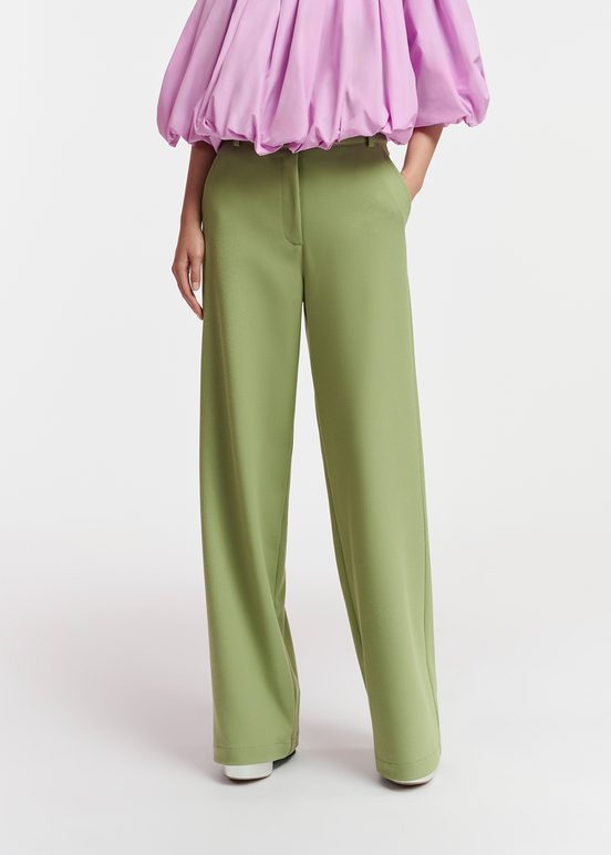 Light khaki straight-leg pants