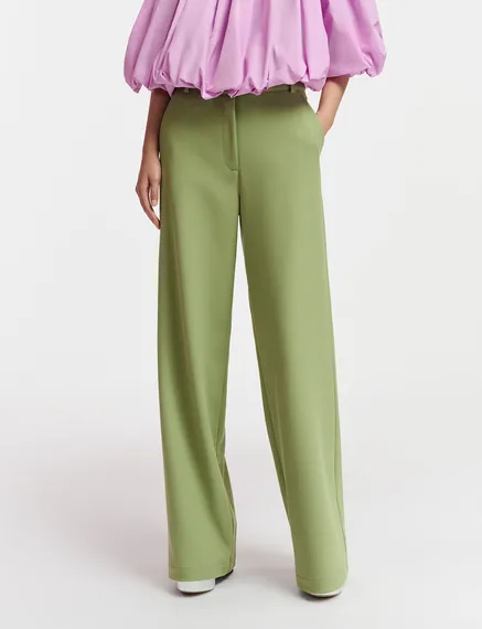 Light khaki straight-leg pants