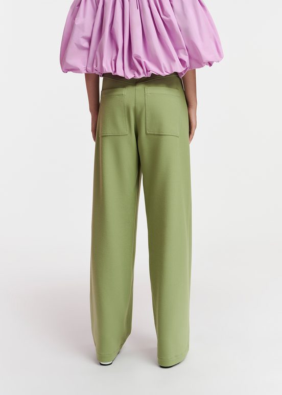 Light khaki straight-leg pants