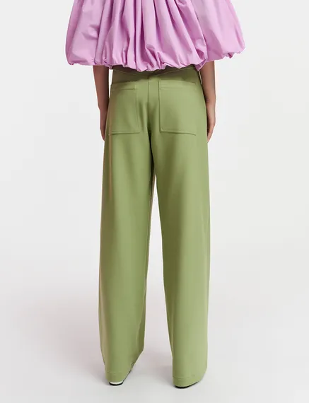 Light khaki straight-leg pants