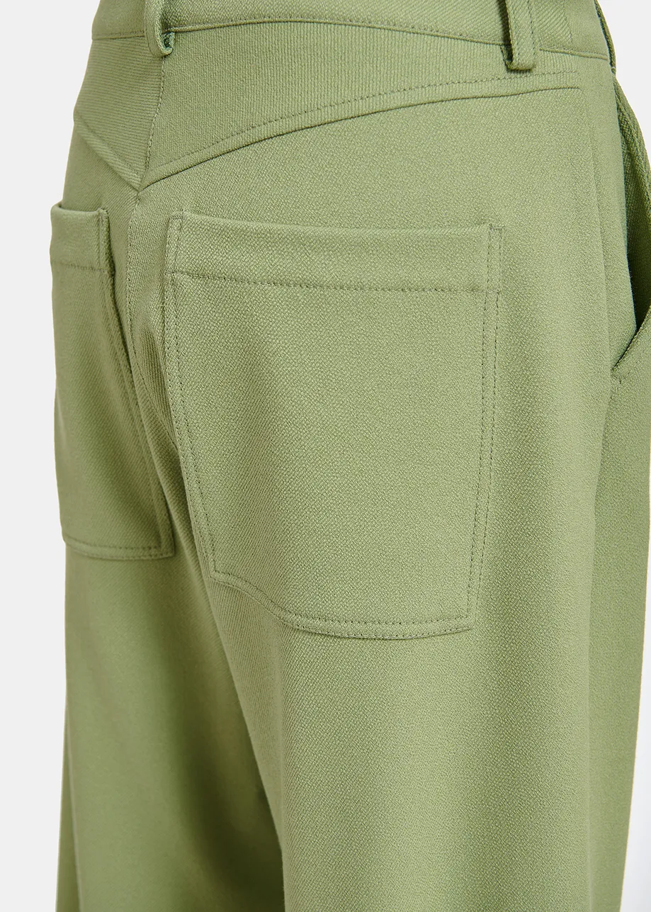 Light khaki straight-leg pants