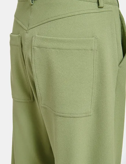 Light khaki straight-leg pants