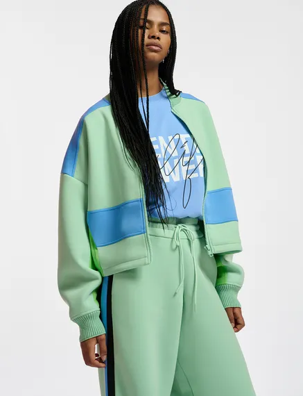 Mint green, blue and green track jacket