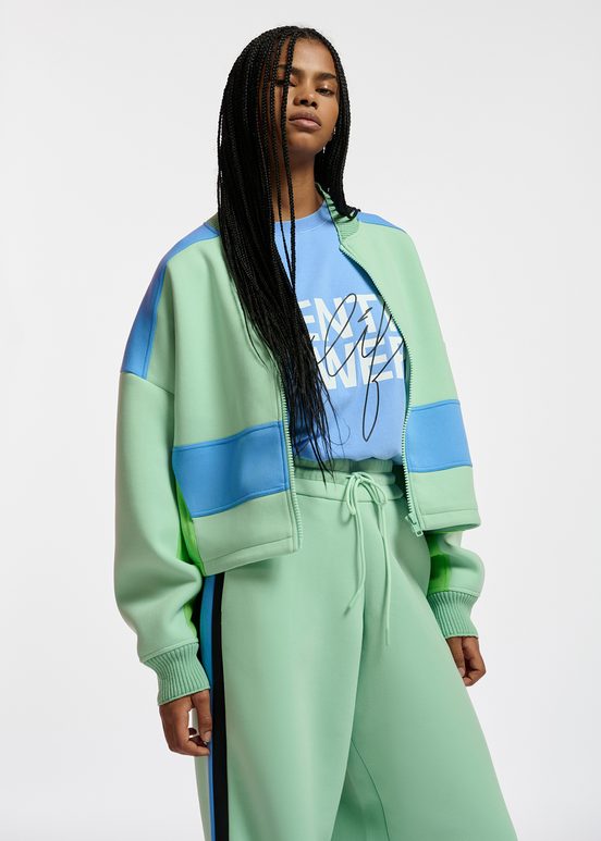 Mint green, blue and green track jacket