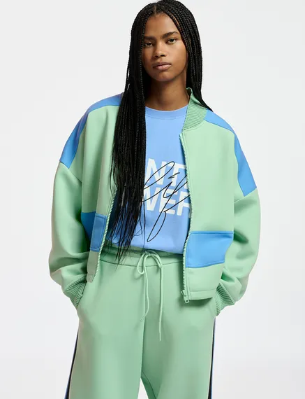 Mint green, blue and green track jacket