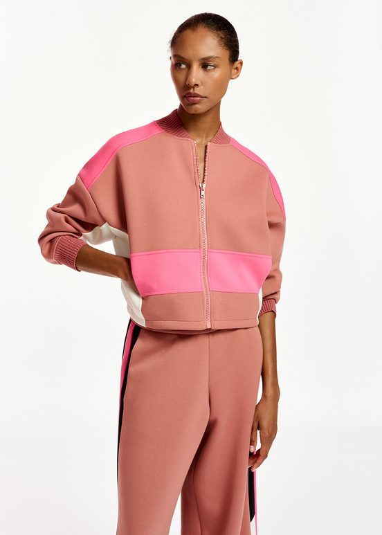 Veste de jogging vieux rose, rose et blanc cassé