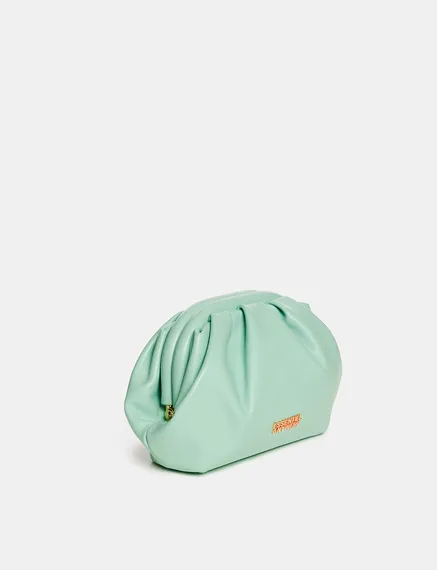 Mint green leather pouch