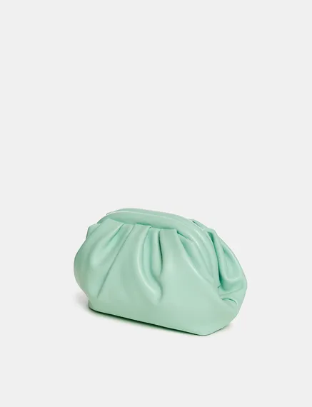 Pochette en cuir vert menthe