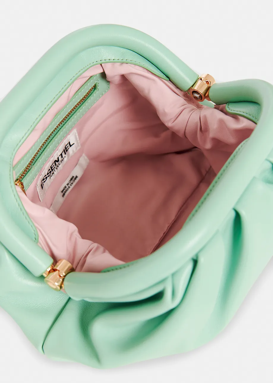 Pochette en cuir vert menthe