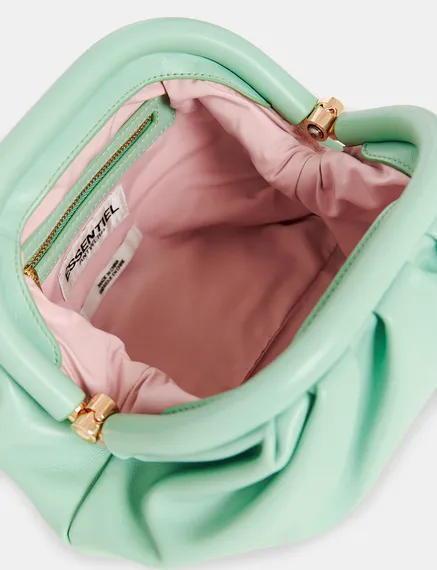 Mint green leather pouch