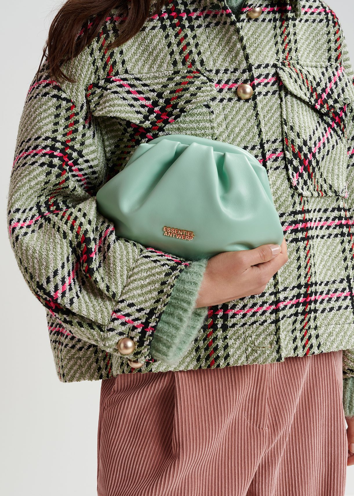 Mint green leather pouch | Essentiel Antwerp United States