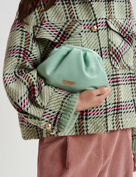 Mint green leather pouch