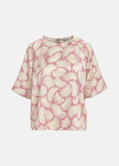 Vintage pink and off-white abstract-print oversized top