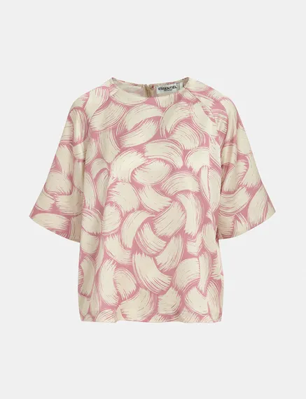 Oudroze en gebroken witte oversized top met print