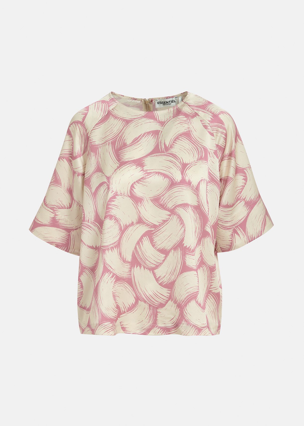 Oudroze en gebroken witte oversized top met print