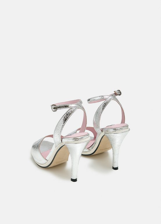 Silver metallic leather sandals