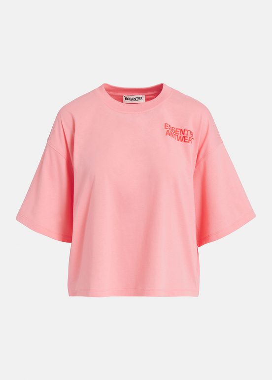 Pink organic cotton T-shirt with logo