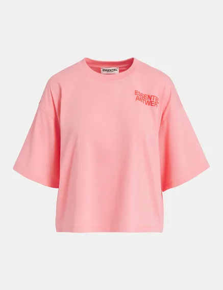 Roze biokatoenen T-shirt met logo