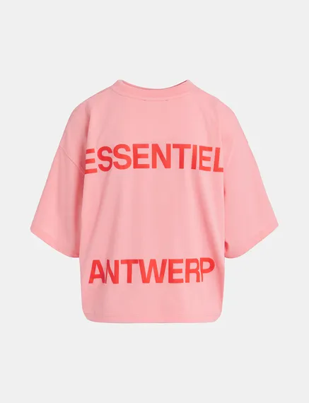 Roze biokatoenen T-shirt met logo