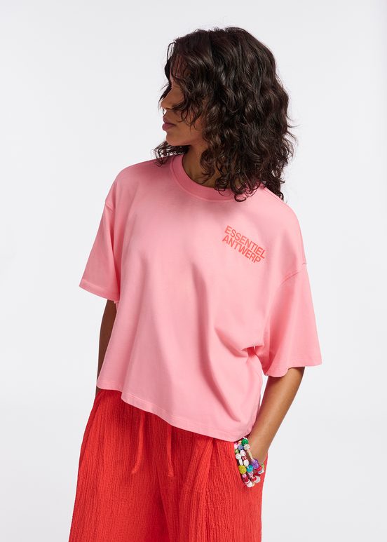 Pink organic cotton T-shirt with logo