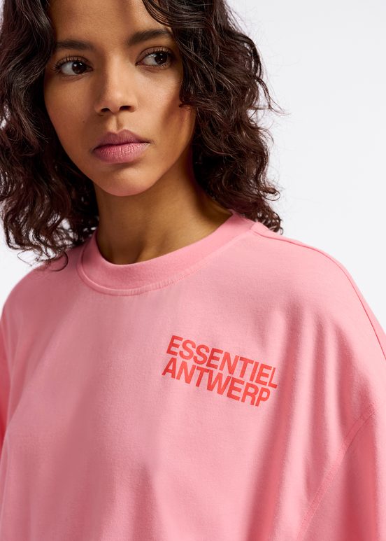 Pink organic cotton T-shirt with logo