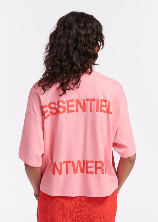 Roze biokatoenen T-shirt met logo