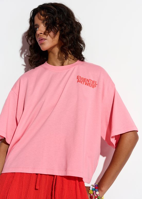 Pink organic cotton T-shirt with logo