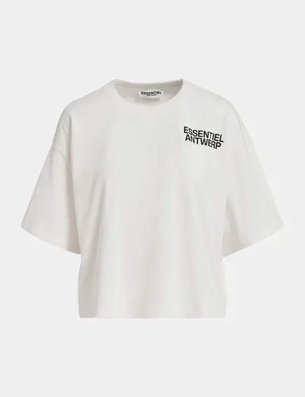 Off-white organic cotton T-shirt with logo