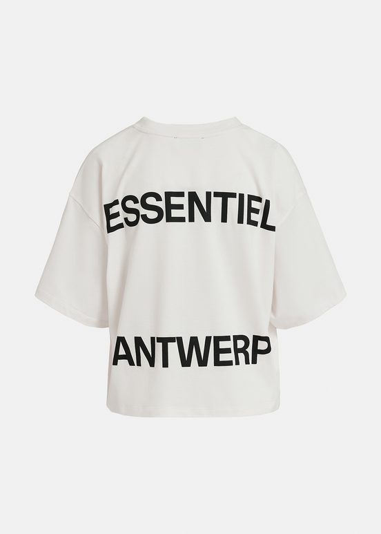 T-shirt en coton bio blanc cassé avec logo