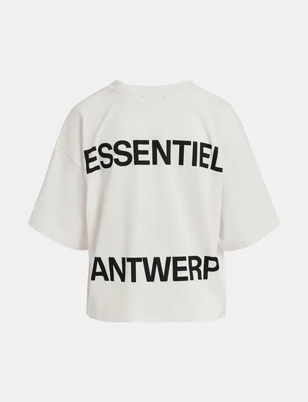 Gebroken wit biokatoenen T-shirt met logo