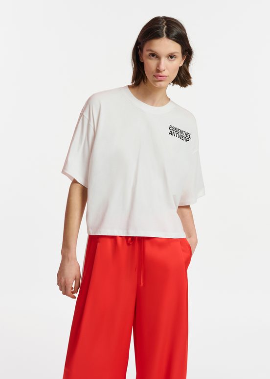 Off-white organic cotton T-shirt with logo