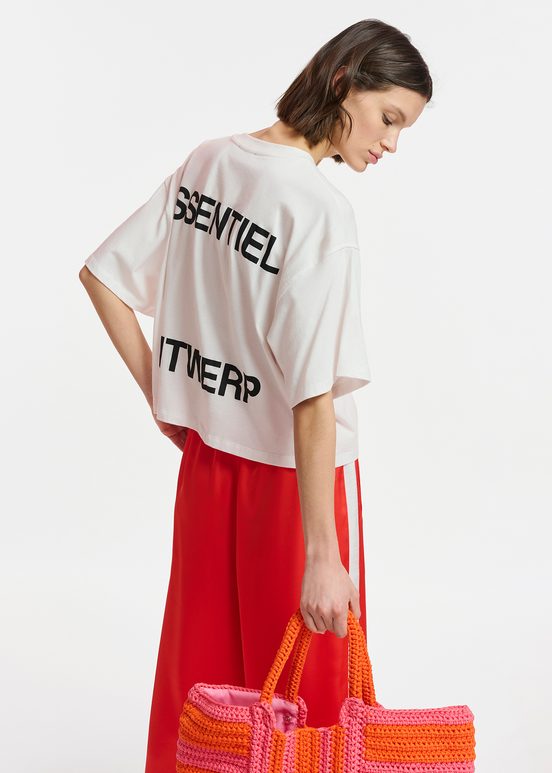 Off-white organic cotton T-shirt with logo