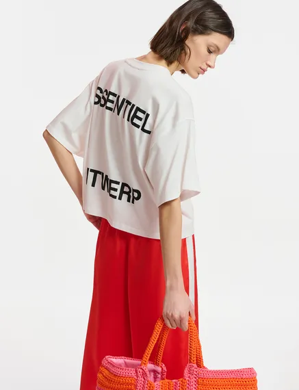 Off-white organic cotton T-shirt with logo