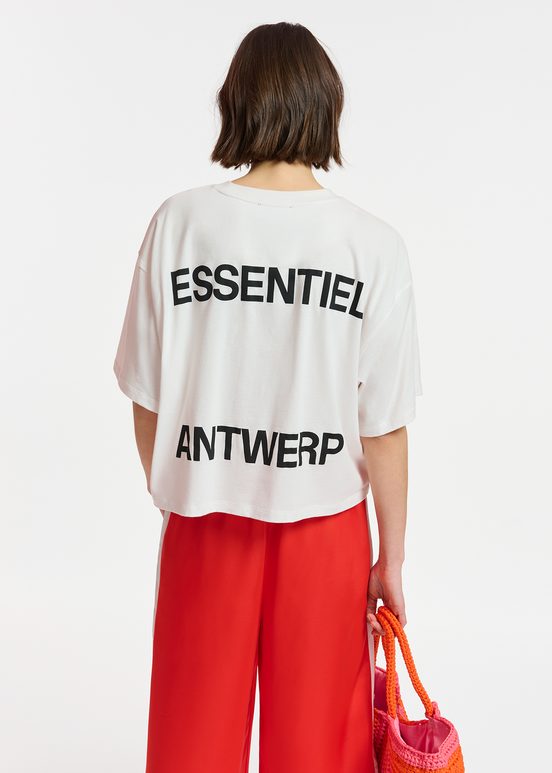 Off-white organic cotton T-shirt with logo