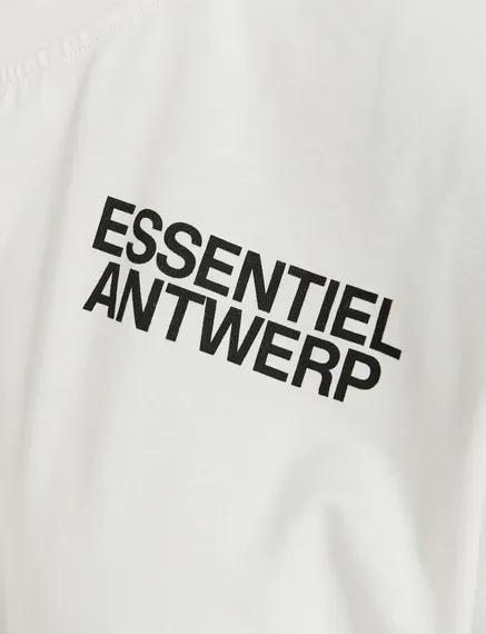 Gebroken wit biokatoenen T-shirt met logo