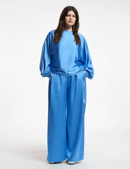 Blue wide-leg pants